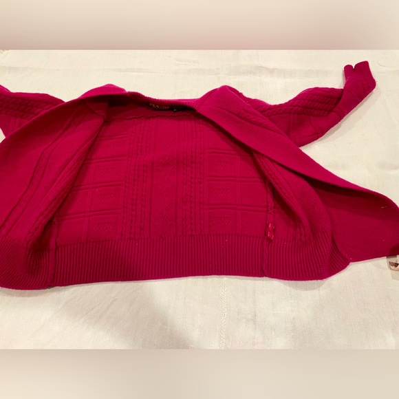 Vintage 80’s Jos. A. Bank fuchsia 100% wool cardigan sweater - medium fit. - Picture 8 of 12